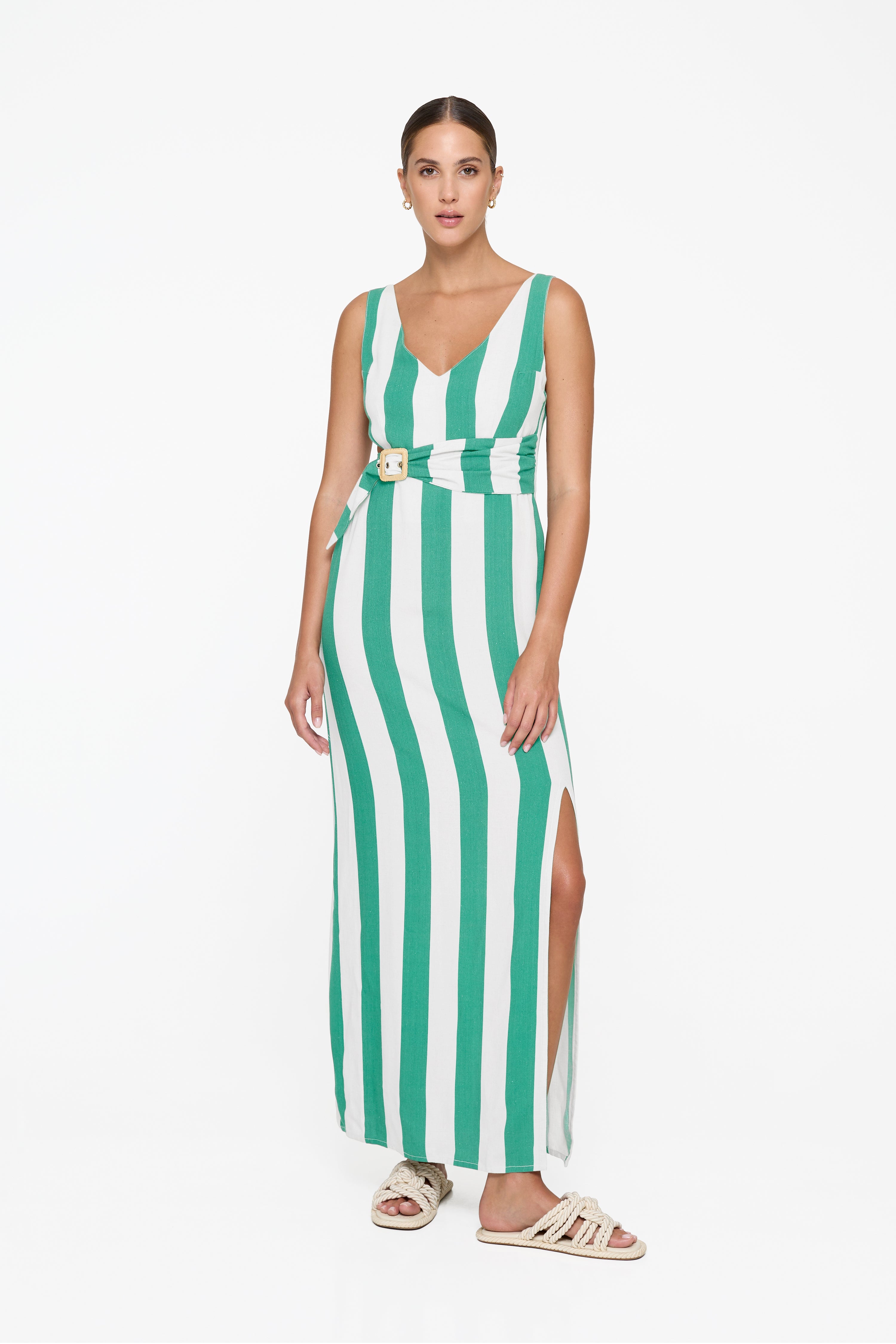 Evie Cutout Maxi Dress - Billiard Linen