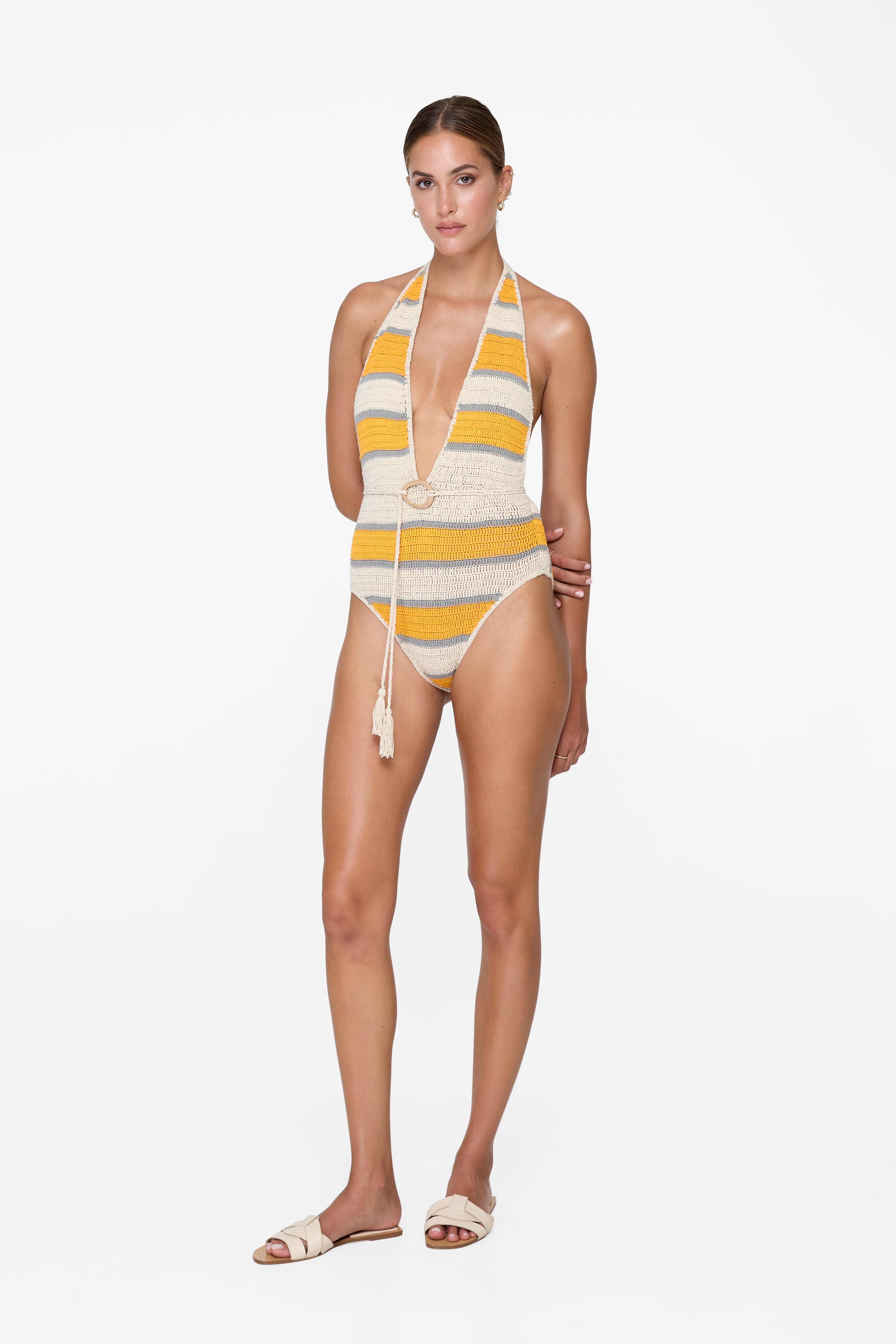 Ivy One Piece - Linear Crochet Orange