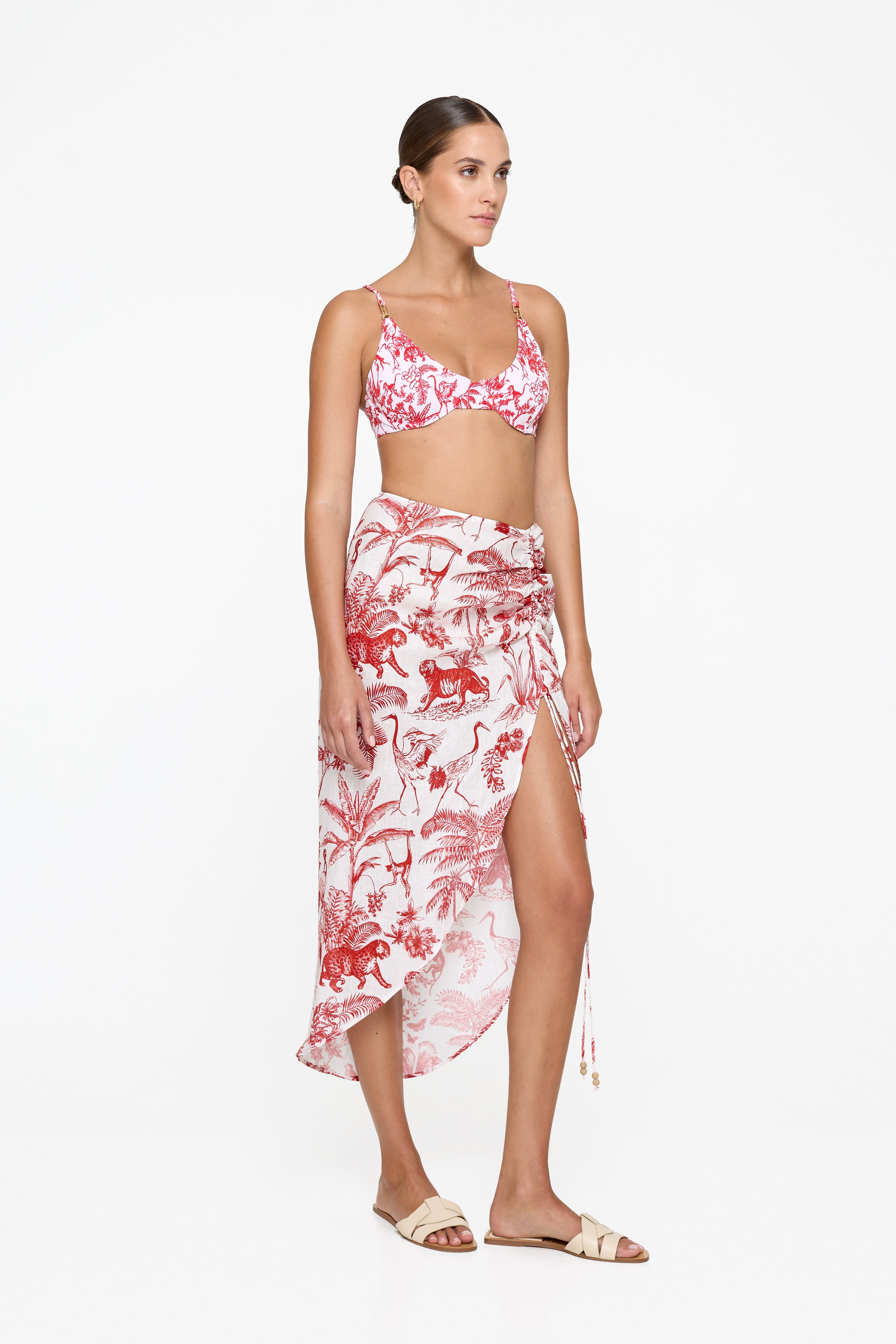 Simone Skirt - Red Toile Linen