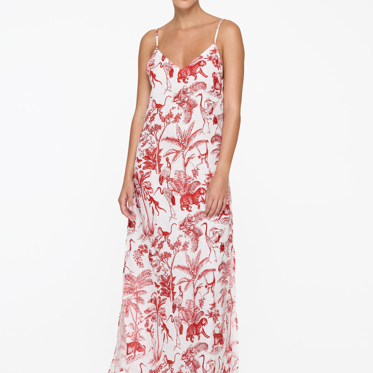Anita Dress - Red Toile Linen Anita Dress - Red Toile Linen