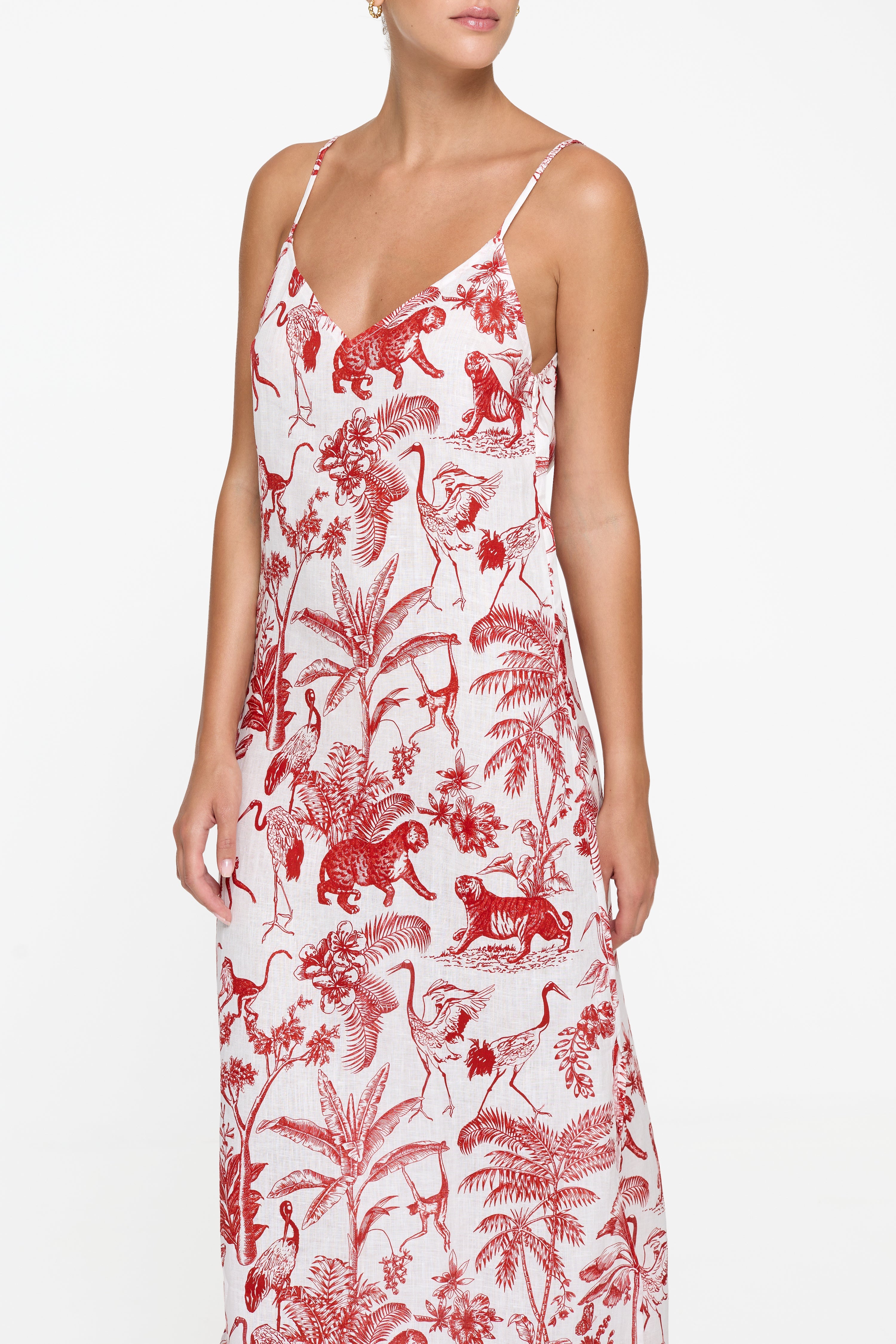 Anita Dress - Red Toile Linen