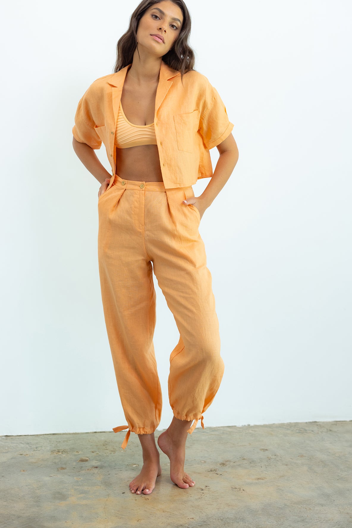 Nina Top-Peach Linen