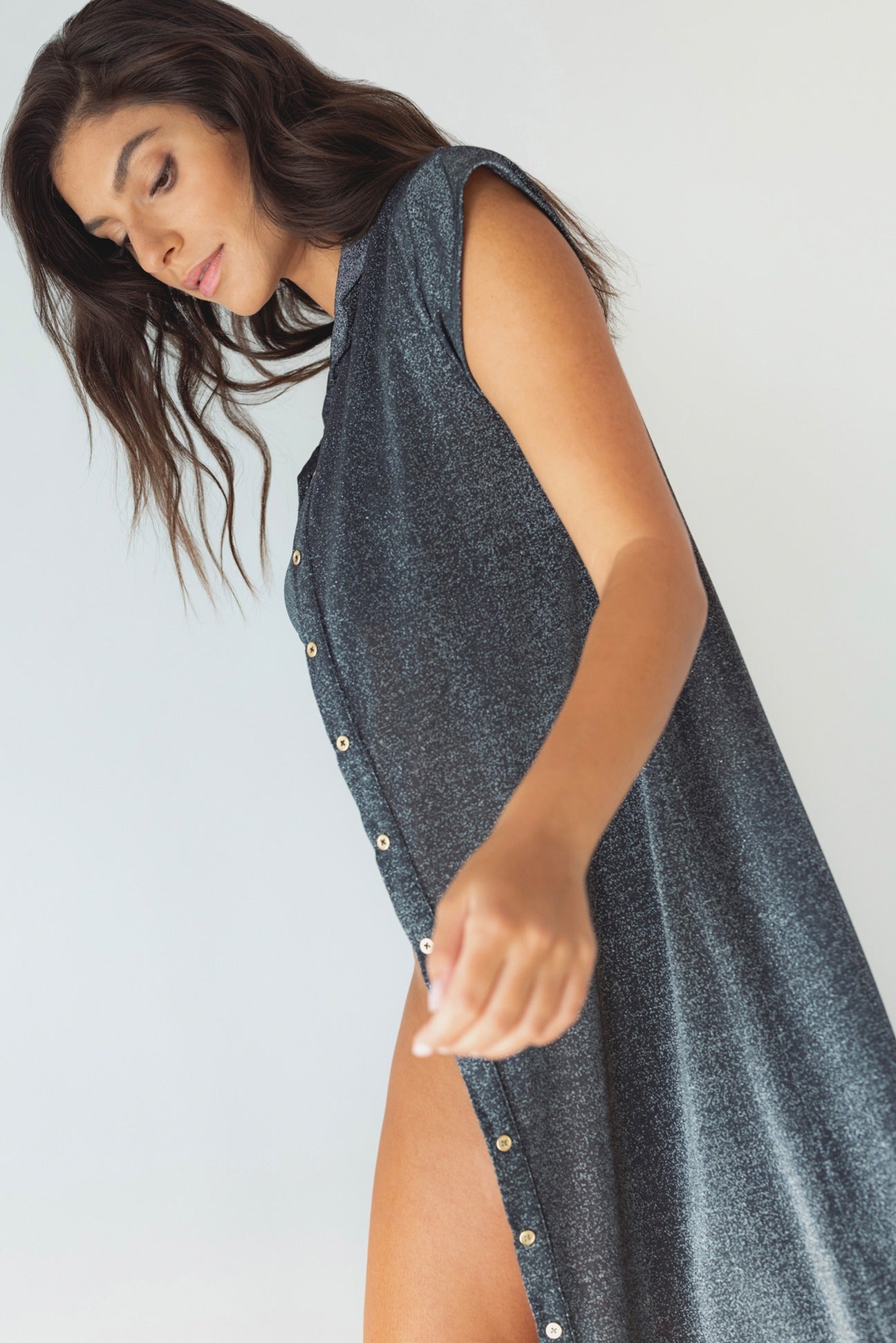 Marisol Duster-Black Lurex