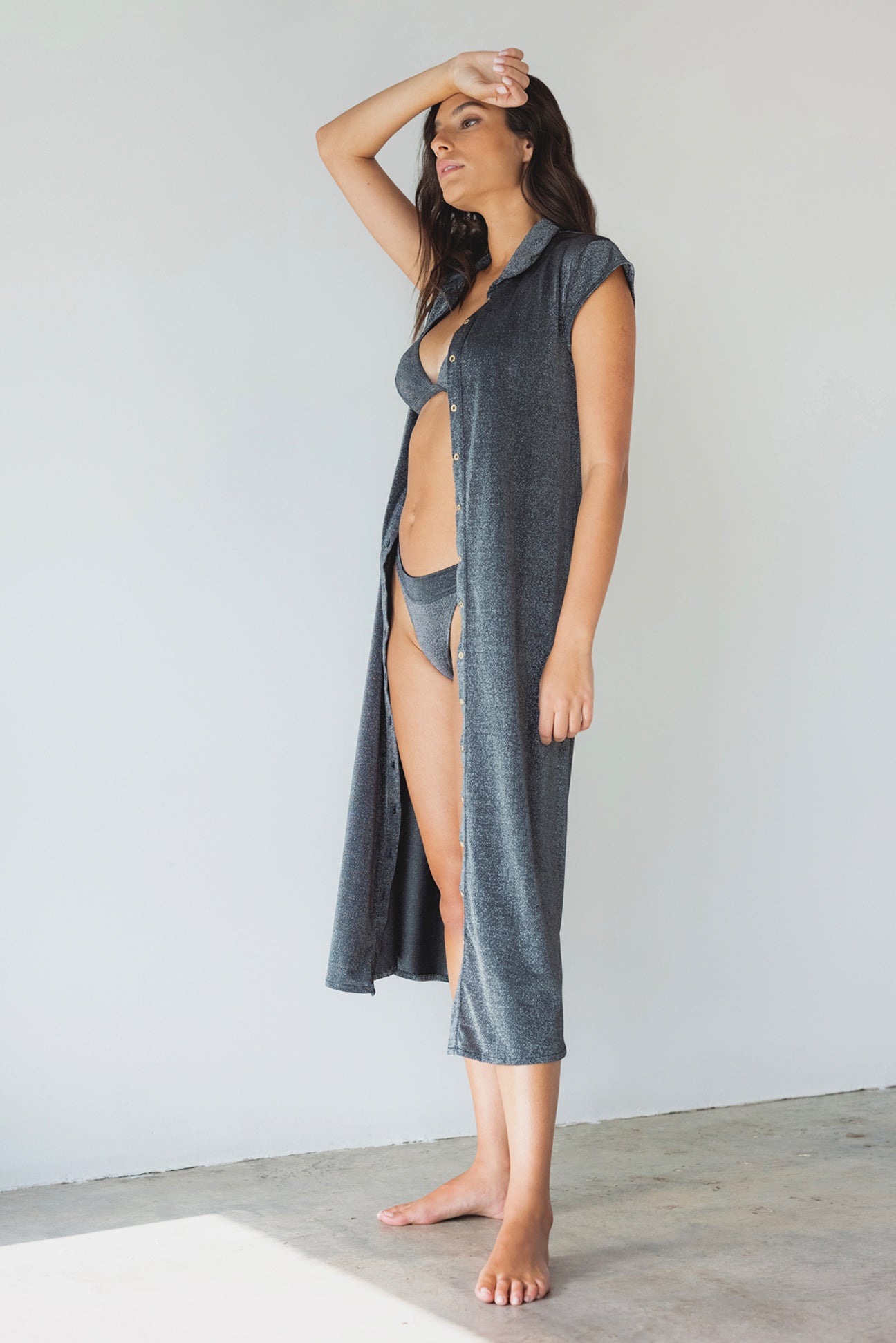 Marisol Duster-Black Lurex