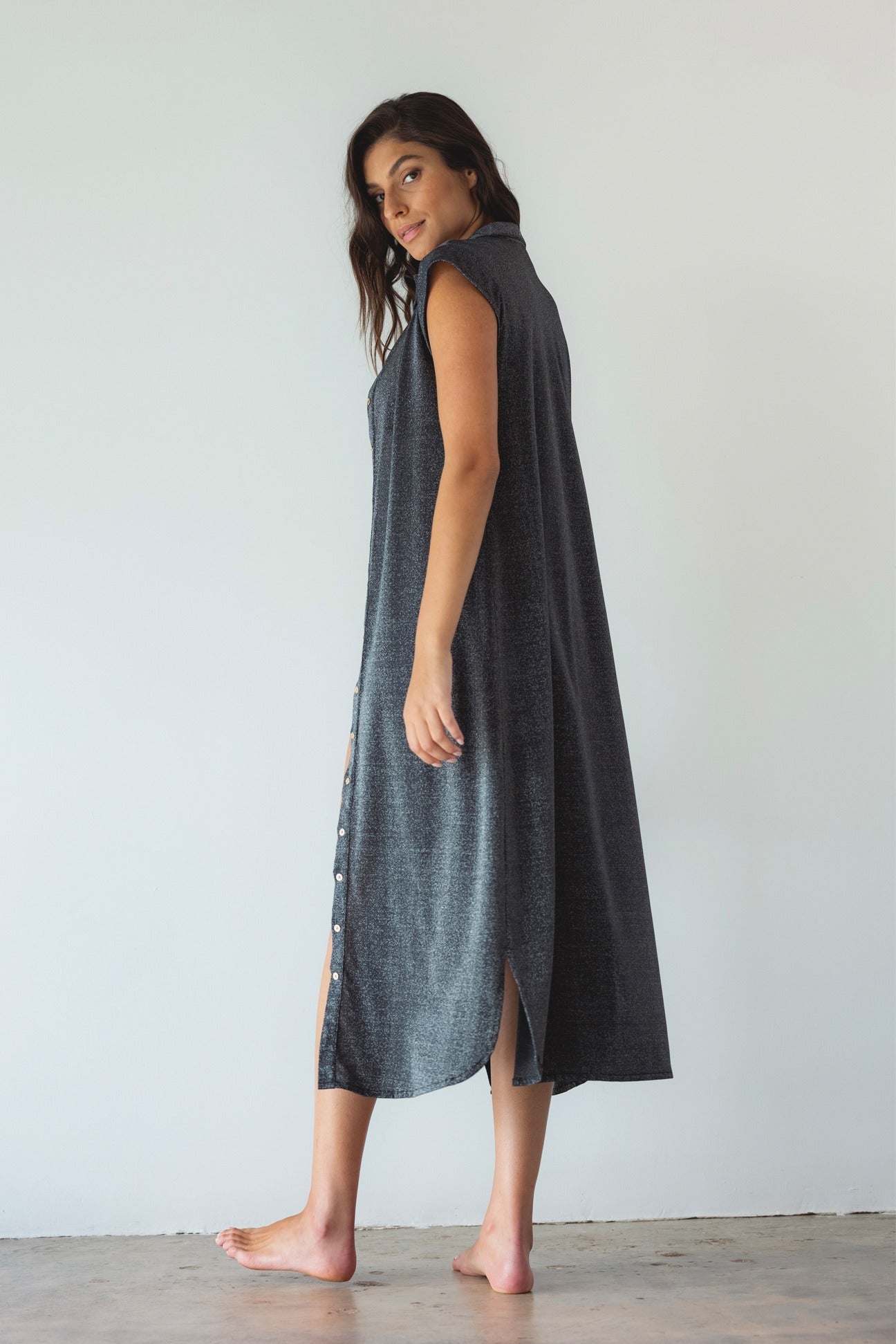 Marisol Duster-Black Lurex